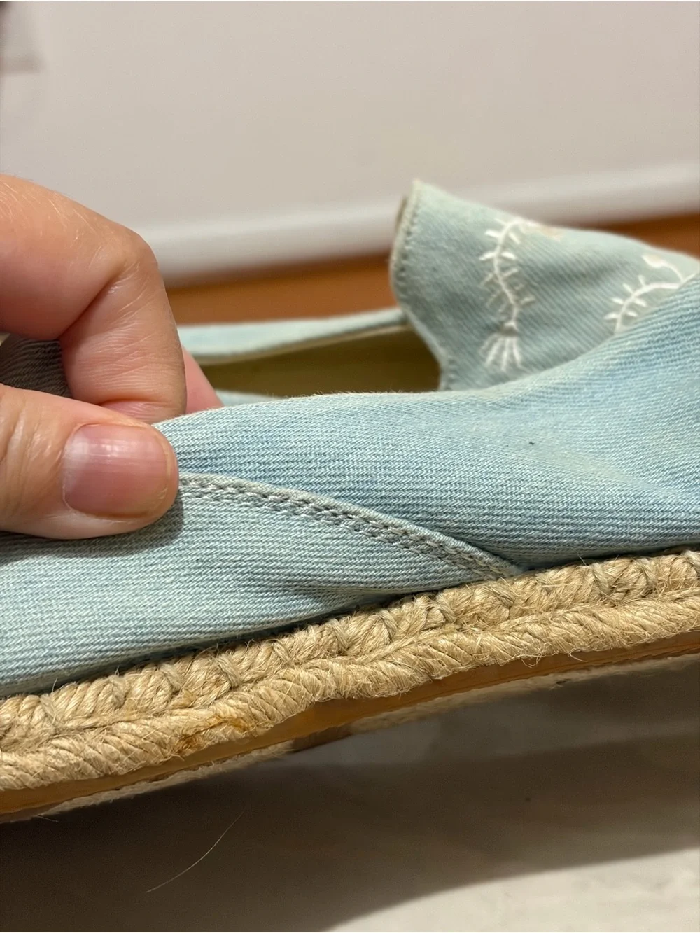 Avon Cushion Walk by Avon Light Blue Embroidered Espadrille Slip-Ons 8